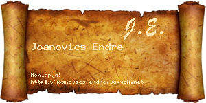 Joanovics Endre névjegykártya
