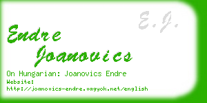 endre joanovics business card